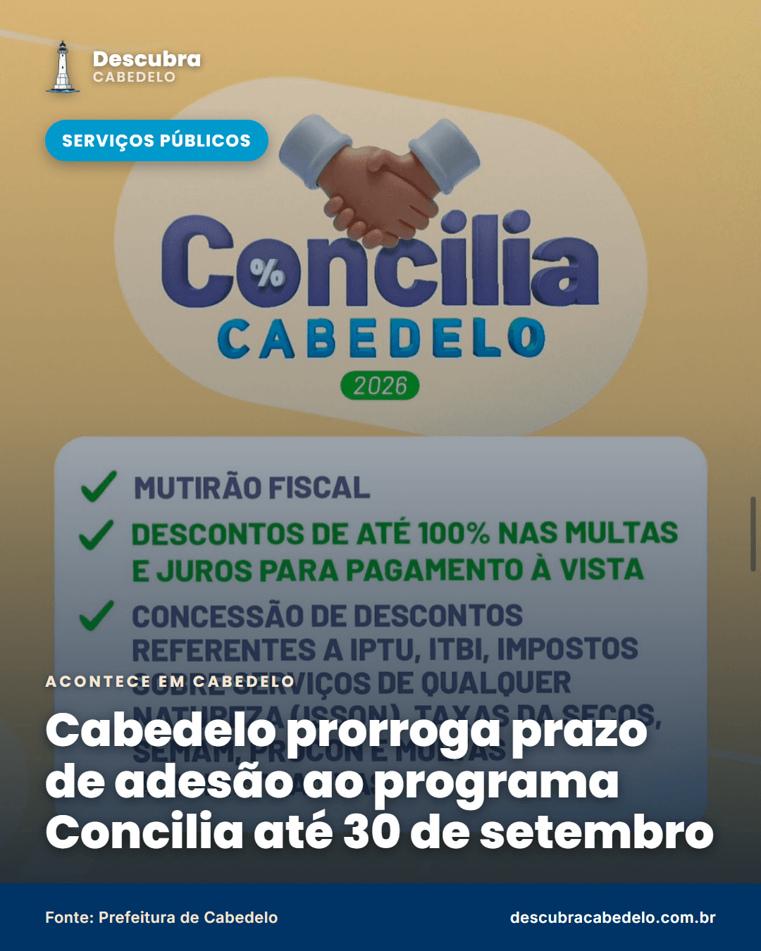 Cabedelo prorroga prazo de adesão ao programa Concilia até 30 de setembro